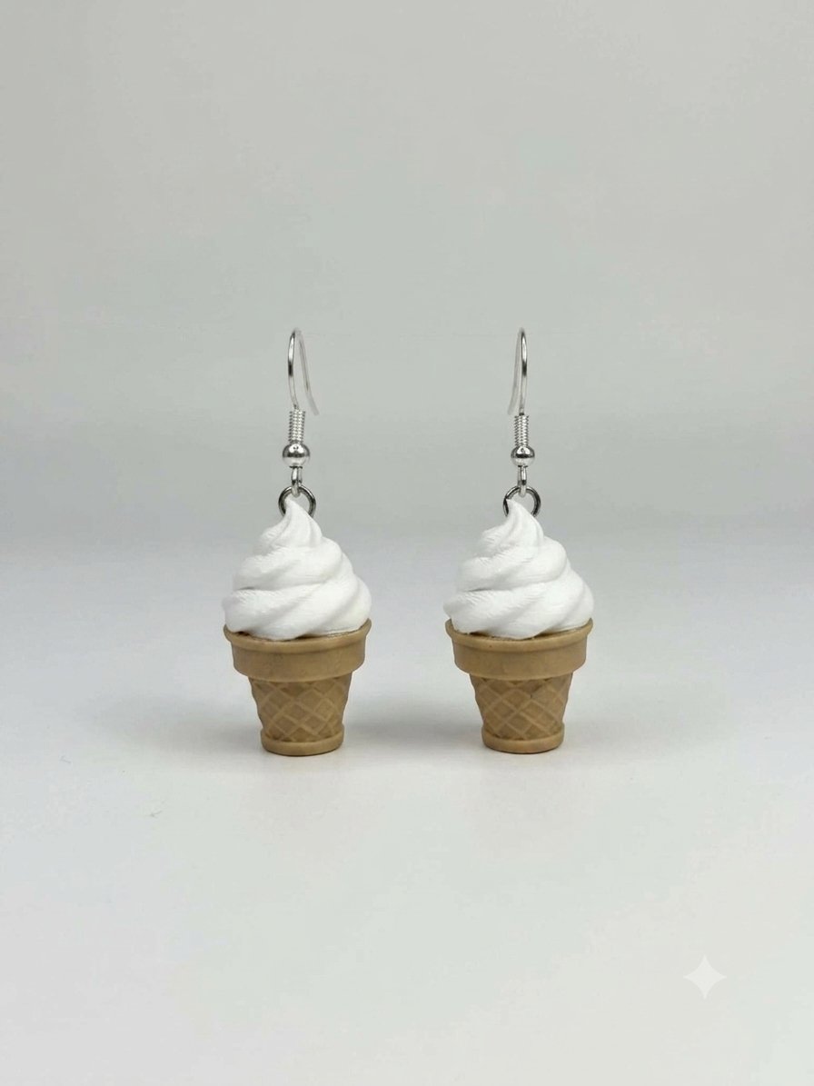 Pendientes 3D helado de vainilla